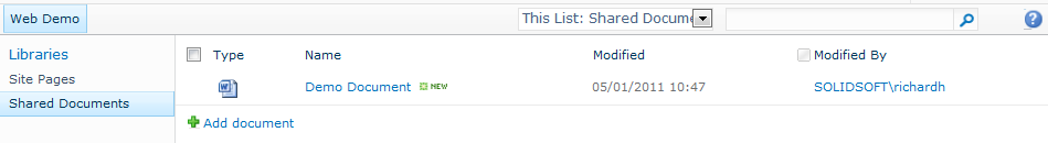 Standard Document Library with Content
